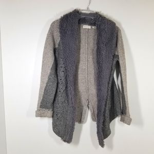 Anthropologie Sleeping on Snow Gray Wool Yak Open Cardigan Sweater Size Small